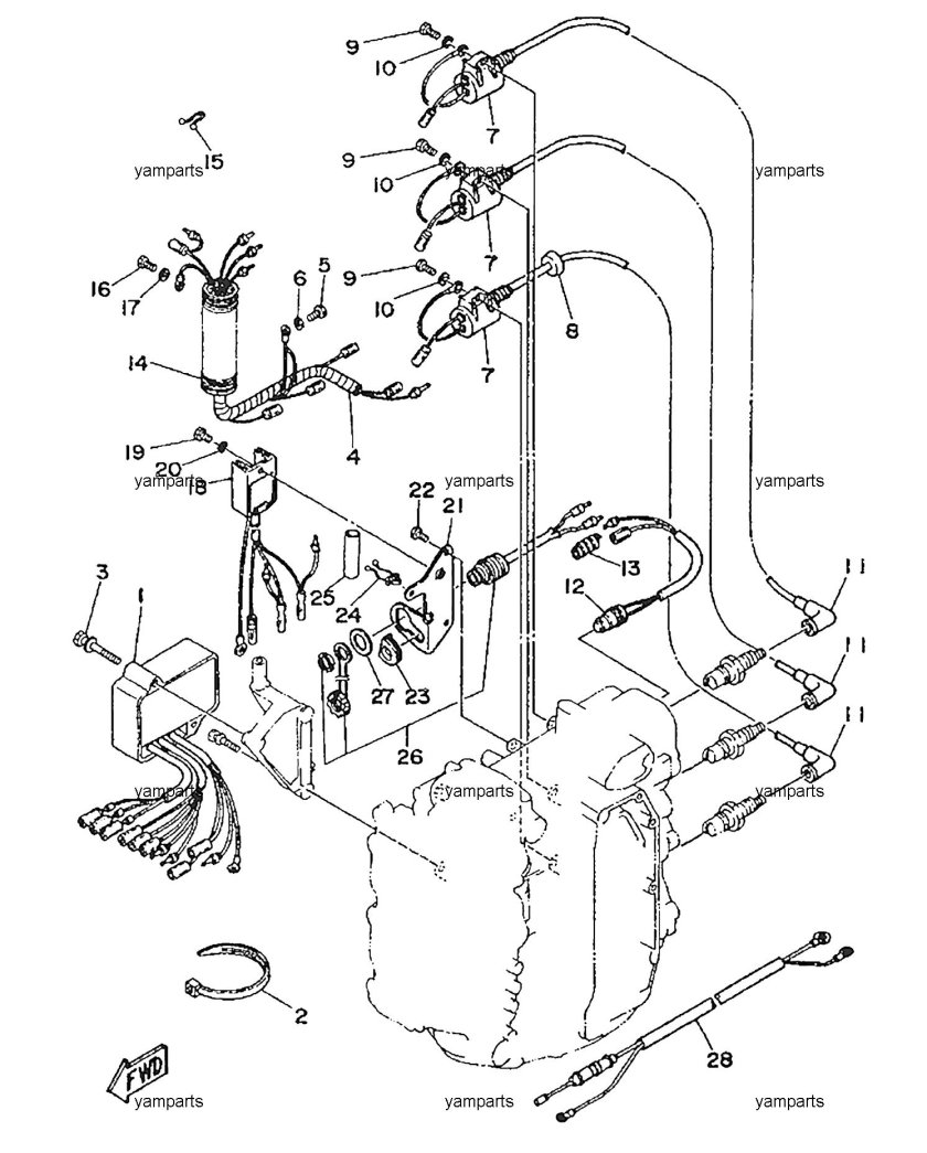 Схема электрооборудования Ямаха 40 х