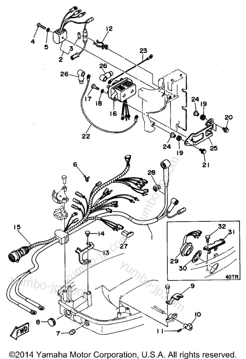 Электропроводка Ямаха 40 Hepo