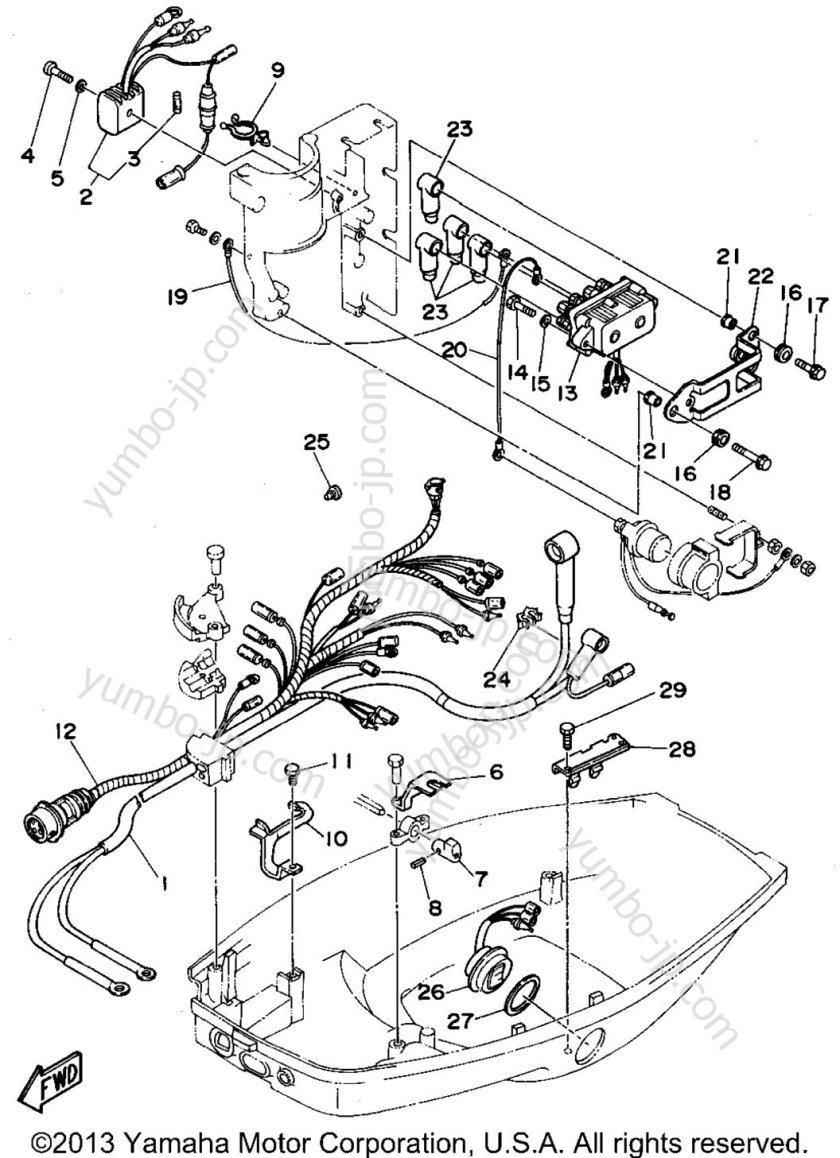 Электропроводка лодочного мотора ямаха 90