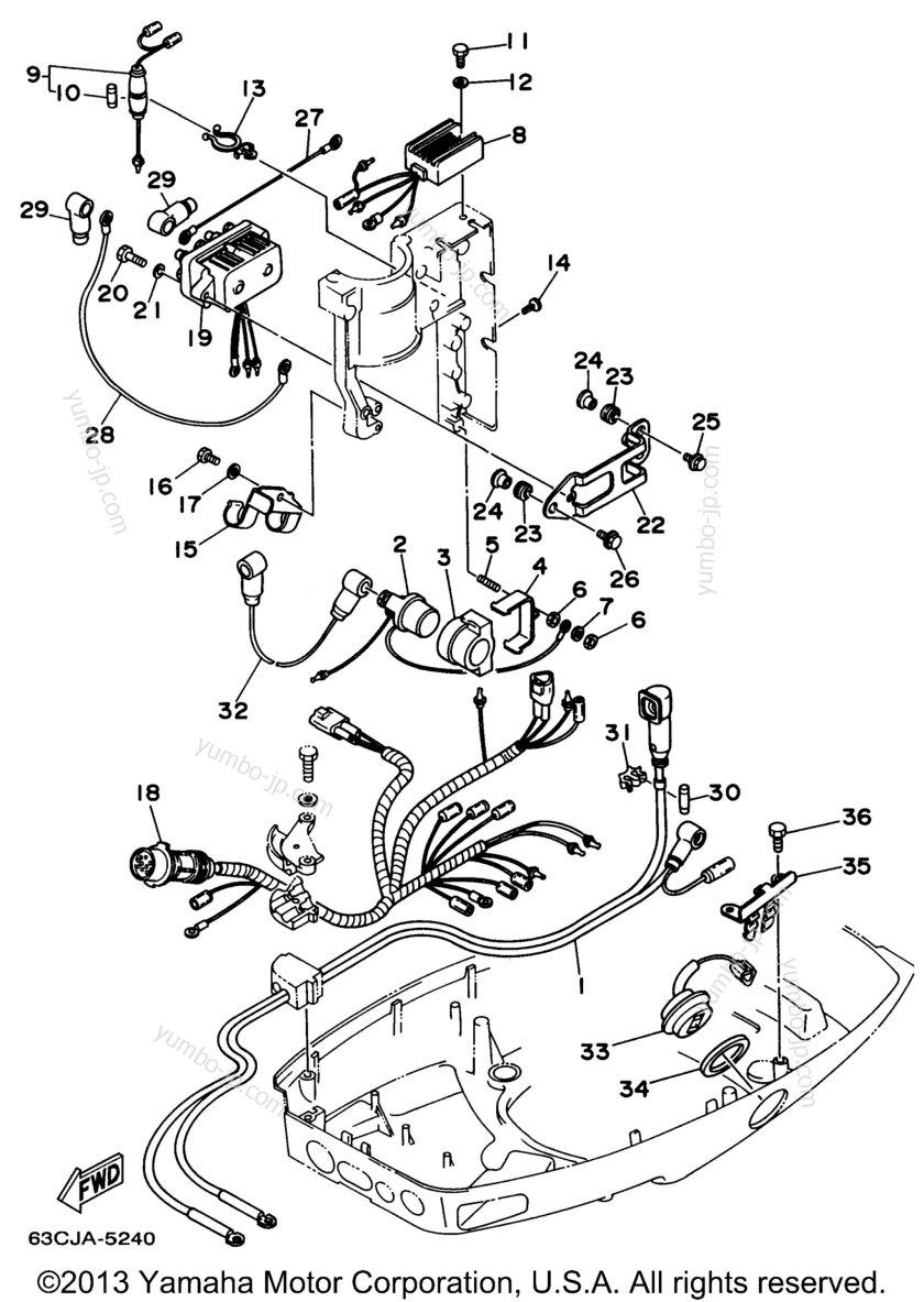 Электропроводка на Лодочный мотор Меркурий 40