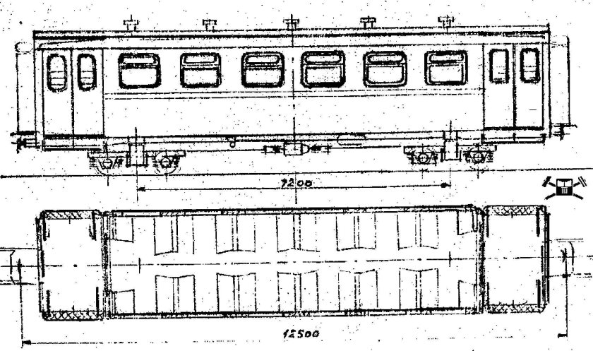 Чертёж пассажирского вагона УЖД
