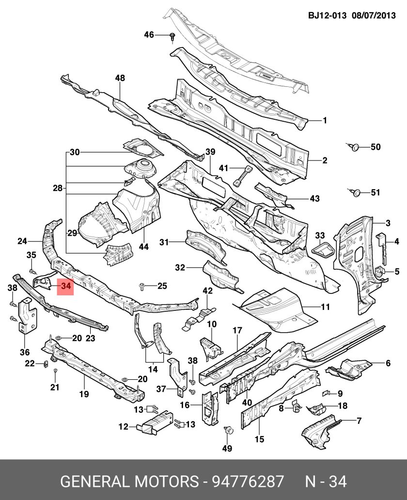Схема кузова Шевроле Авео т300