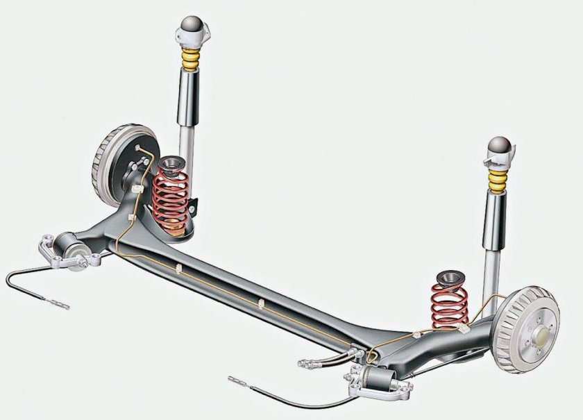 Задняя подвеска полузависимая, торсионная балка