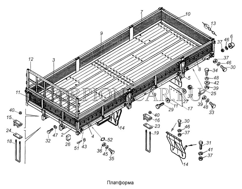 Детали платформы КАМАЗ 43118