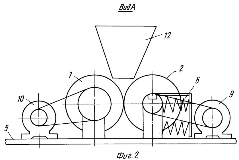 Схема валковой дробилки с гладкими валками