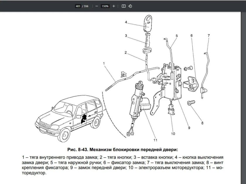 Тяга на ниву Шевроле на замок передней двери