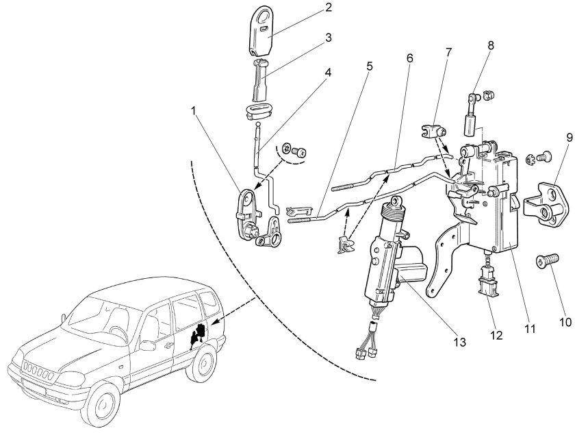 Тяга задней двери Нива Шевроле