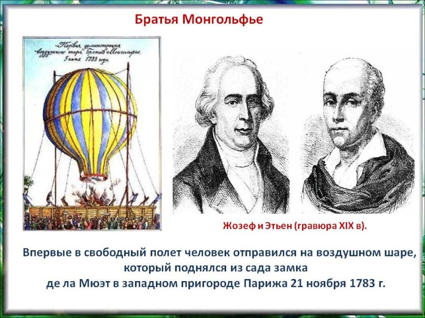 Братья Жозеф и Этьен Монгольфье воздушный шар