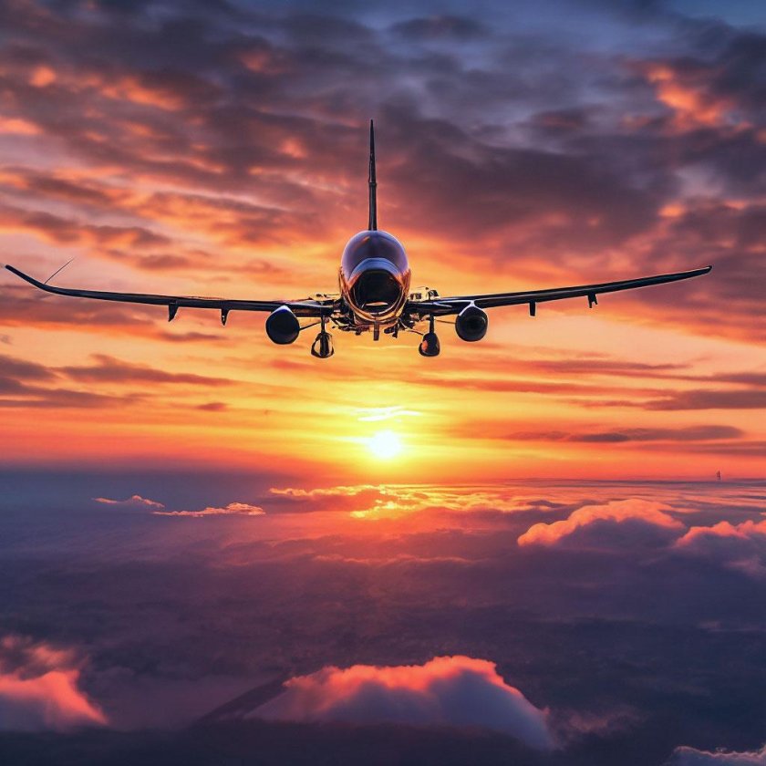 Самолет на закате