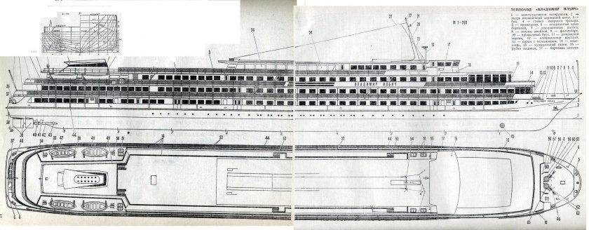 Теплоход проекта 301 Владимир Ильич чертежи