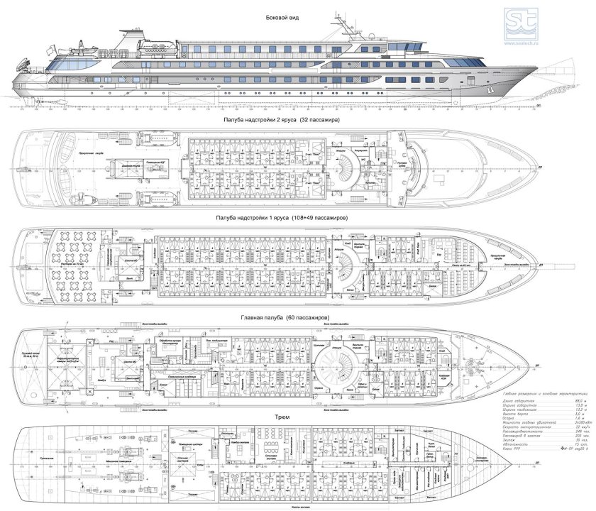 Схема теплохода Мустай Карим