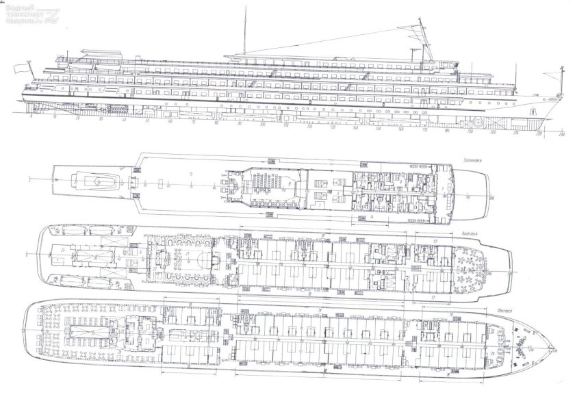 Теплоход проекта q 065 вид сбоку