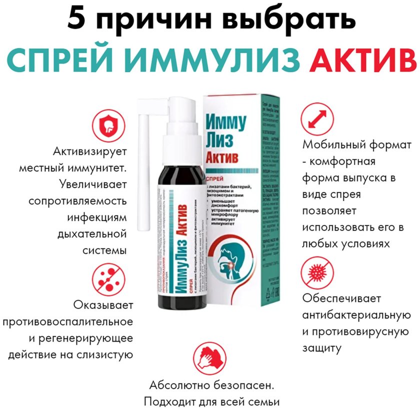 Спрей для полости рта "иммулиз Актив", 30 мл.