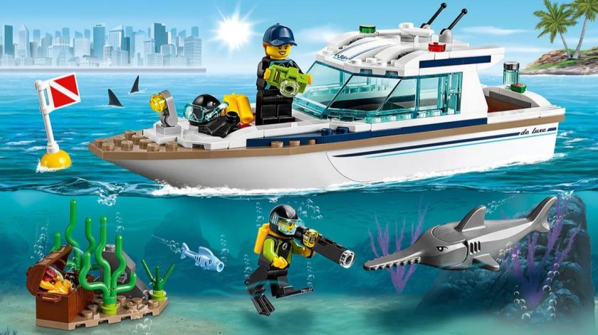 Конструктор lego city 60221 яхта для дайвинга