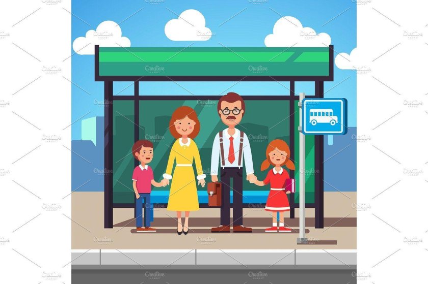 Дети на остановке