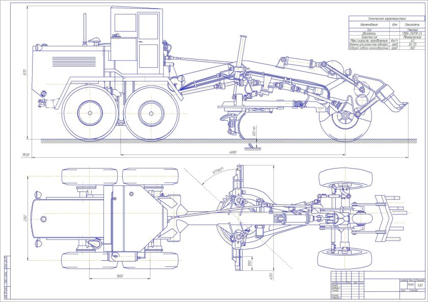 Автогрейдер СДМ-25 габариты