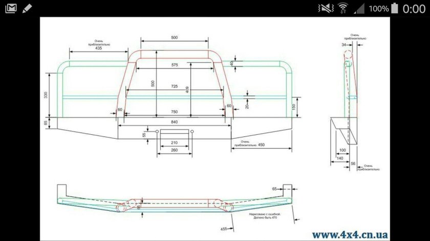 Силовой бампер УАЗ 452 чертежи