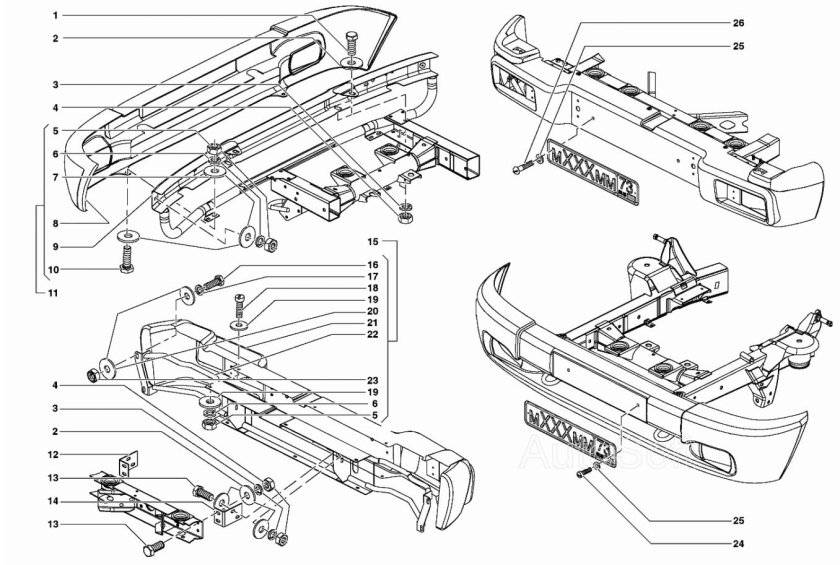 Задний бампер УАЗ 469 чертеж