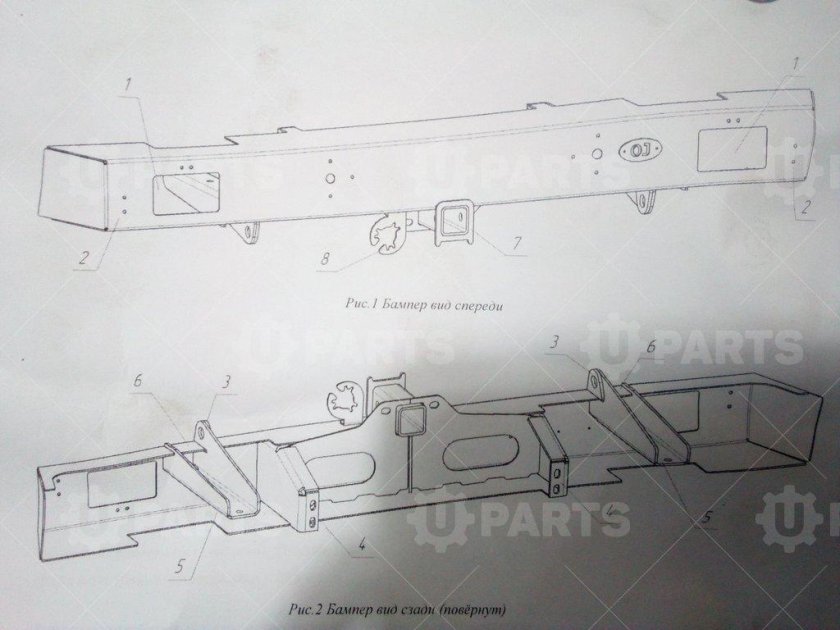 Задний бампер УАЗ 469 чертеж