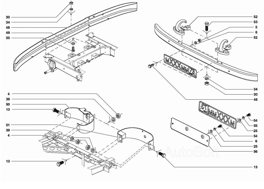 Кронштейн заднего бампера УАЗ Хантер