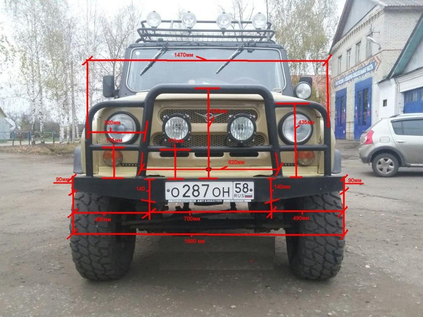 Силовой бампер на УАЗ 469