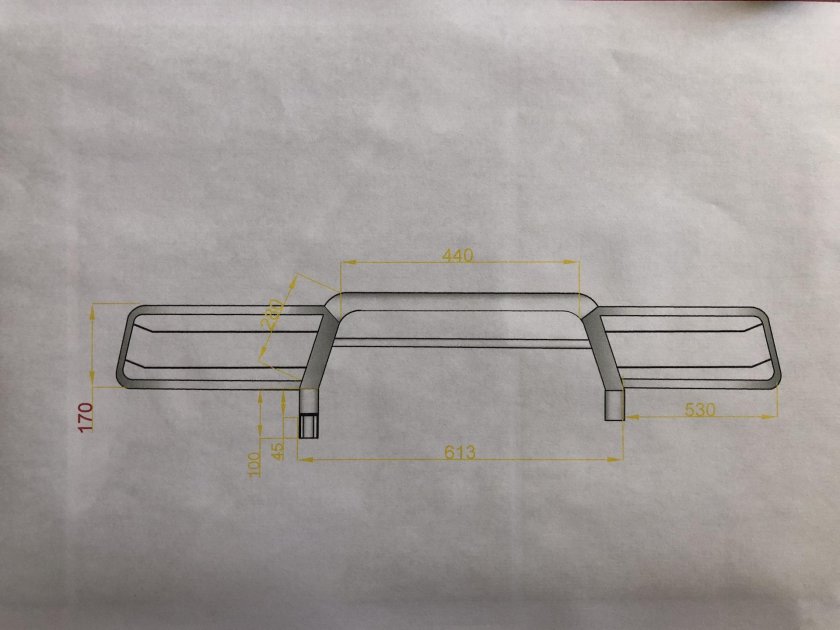 Чертеж силового бампера на УАЗ 469