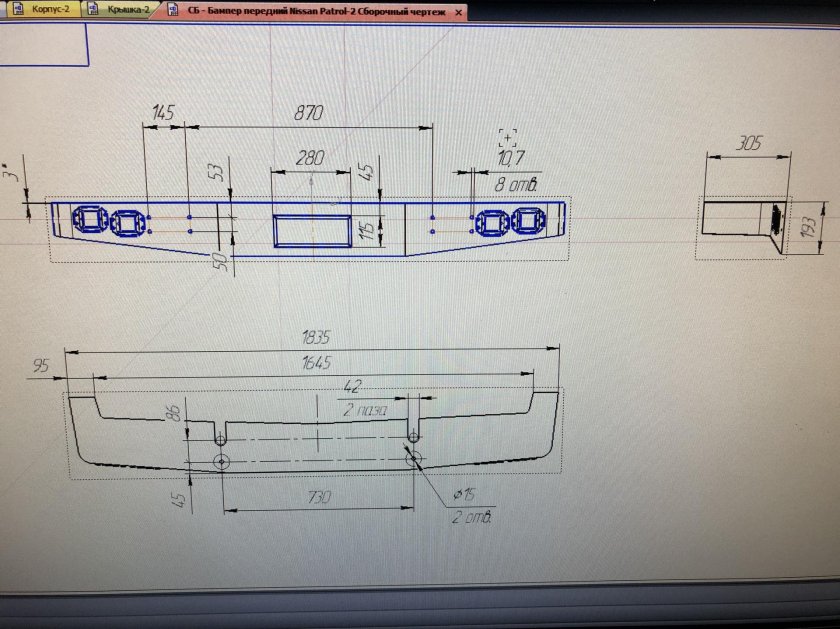Силовой бампер УАЗ 452 чертежи