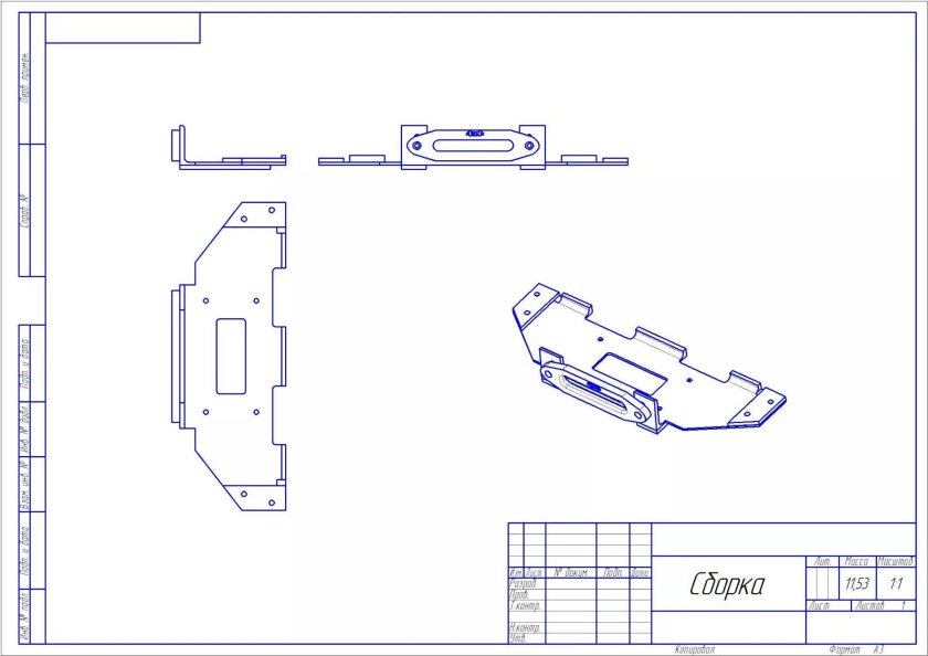 Площадка под лебедку на УАЗ 469 чертеж