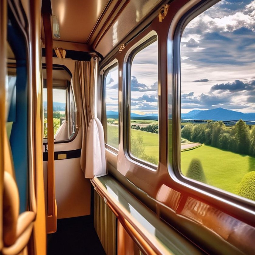 Красивый вид из окна поезда