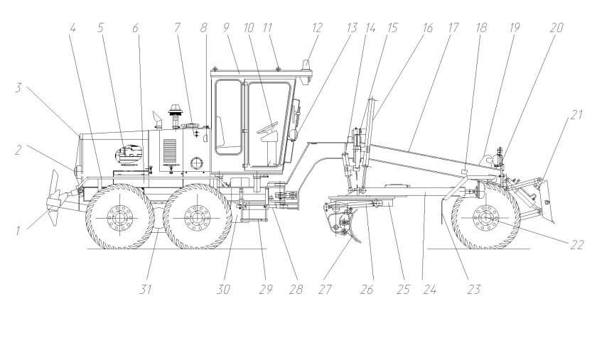 Автогрейдер ГС-14.02 габариты