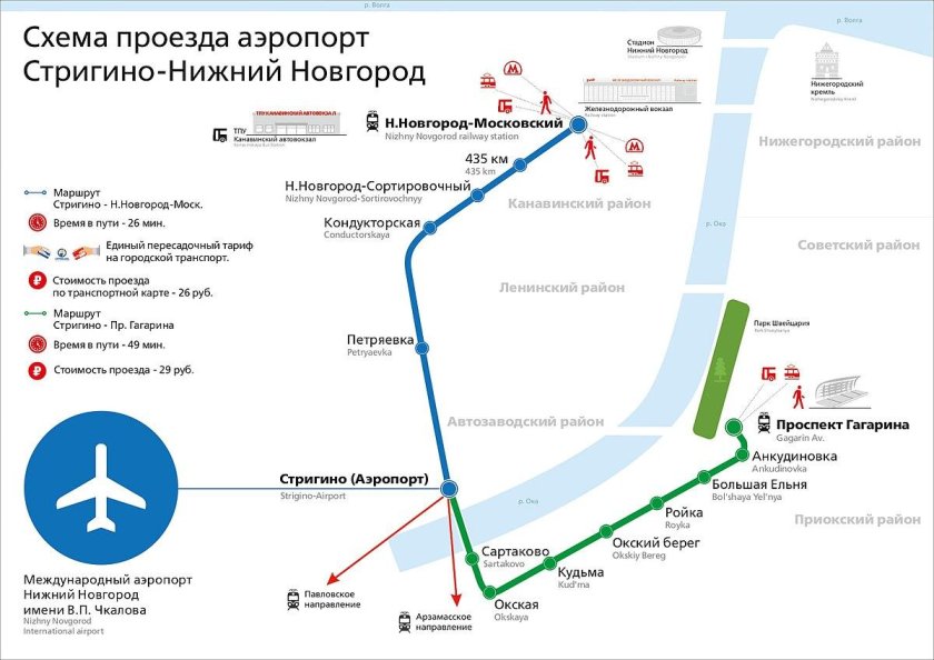 Аэропорт Стригино на карте Нижнего Новгорода