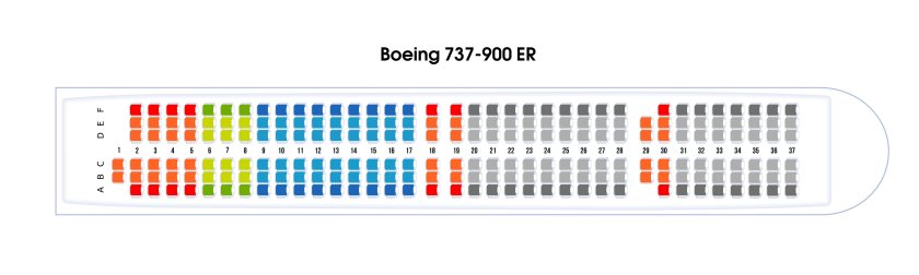 Боинг 737 900 схема посадочных мест