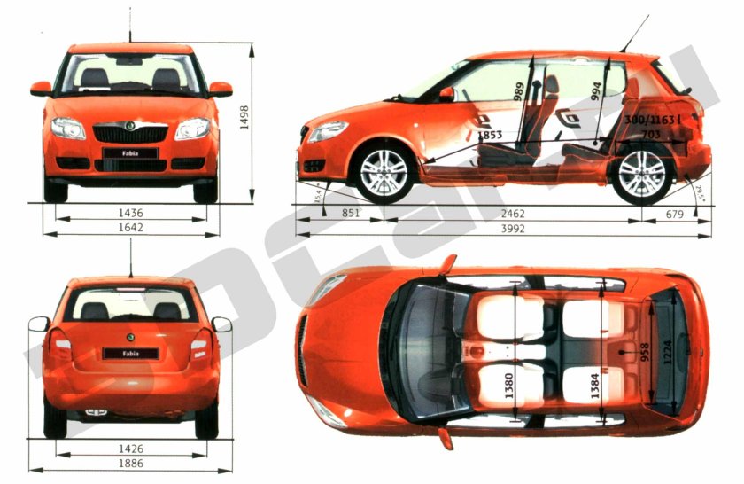Габариты Шкода Фабия 2