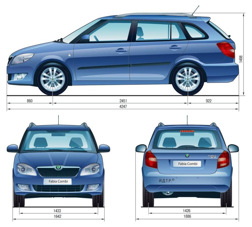 Skoda Fabia 2 габариты