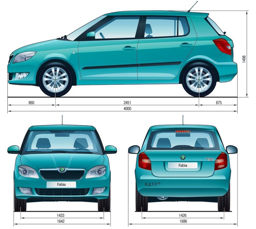 Ширина Шкода Фабия 2