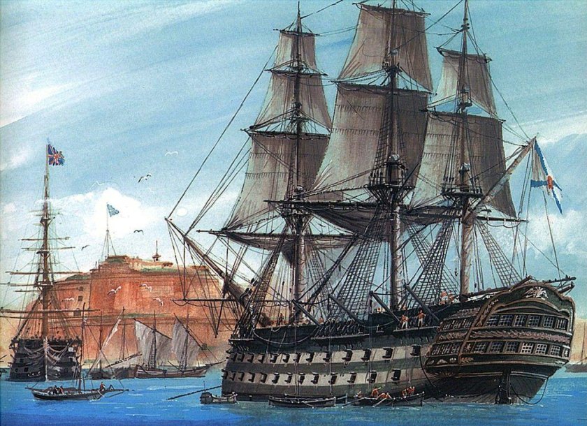 Корабль Азов в Наваринском сражении