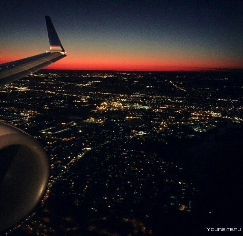 Нью Йорк из иллюминатора самолета