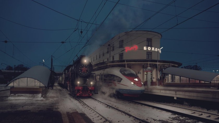 Бологое Сапсан и паровоз