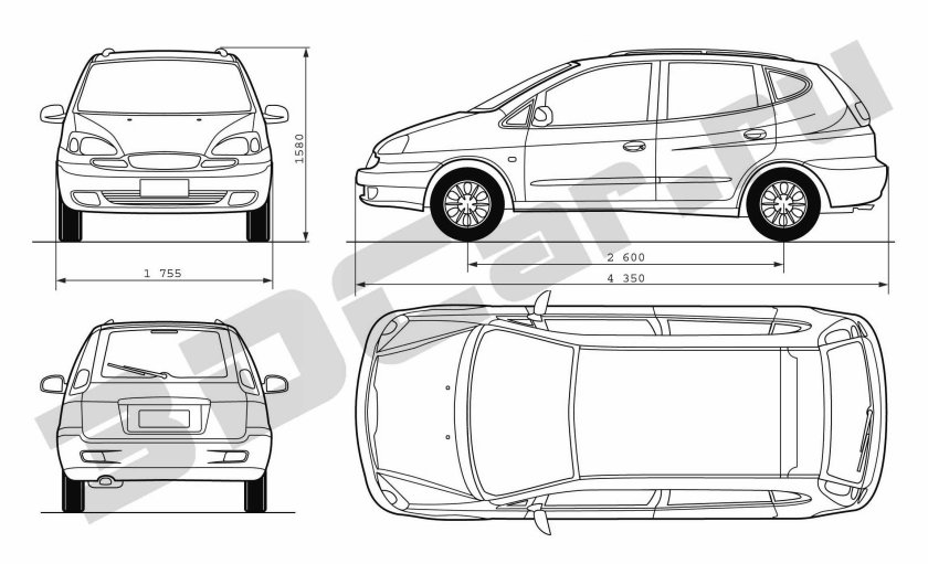 Габариты Шевроле Реззо 2007