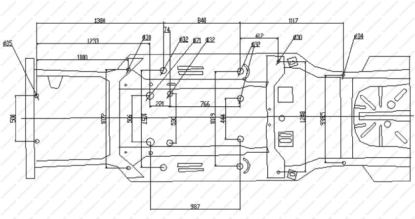 Чертежи Размеры защиты автомобиля Chery fora