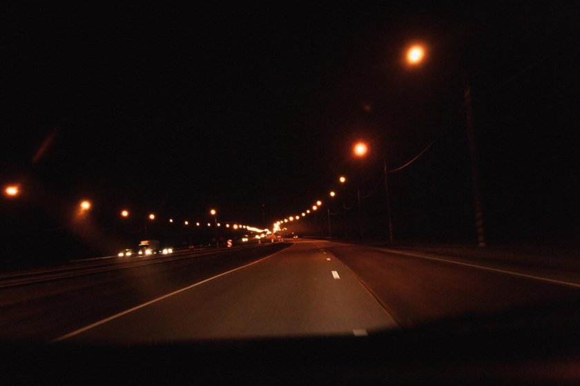Ночная дорога из машины