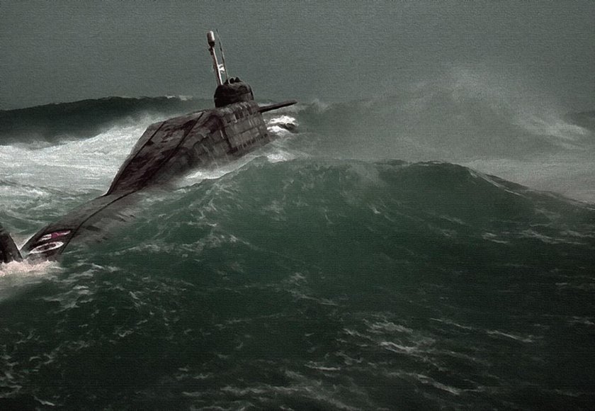 Подлодка в шторм