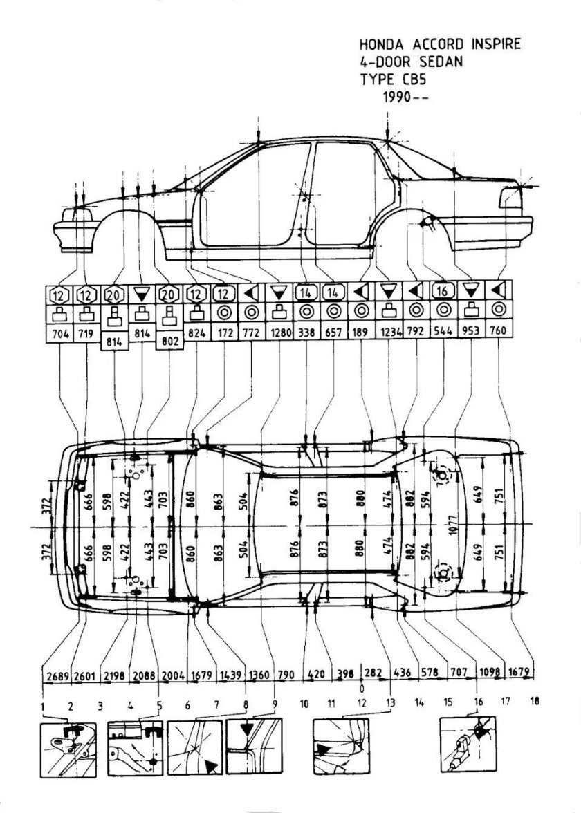 Honda Accord cf4 геометрия кузова