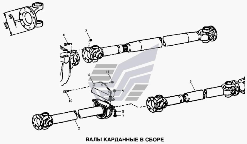 Вал карданный межосевой 6x6 Shacman x3000