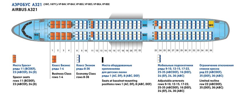 Аэробус 321 схема салона
