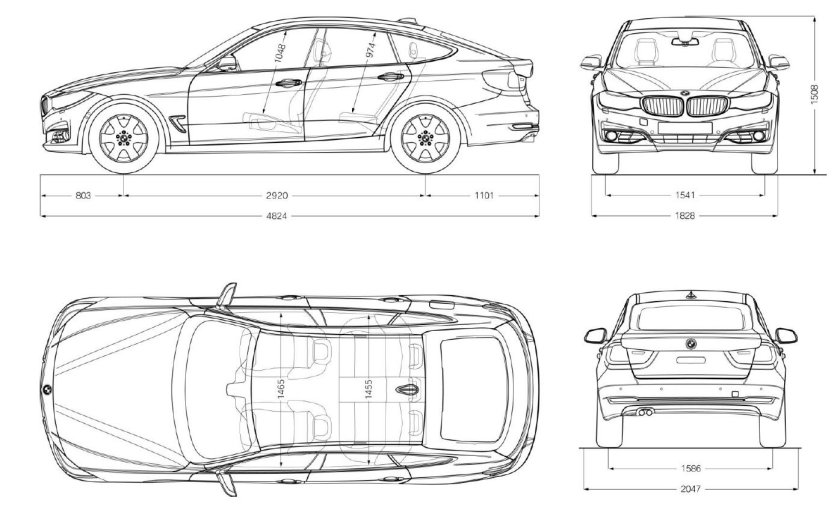 БМВ 3 gt габариты