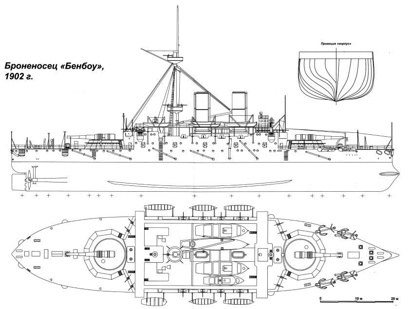 Броненосец Бенбоу 1885 чертежи