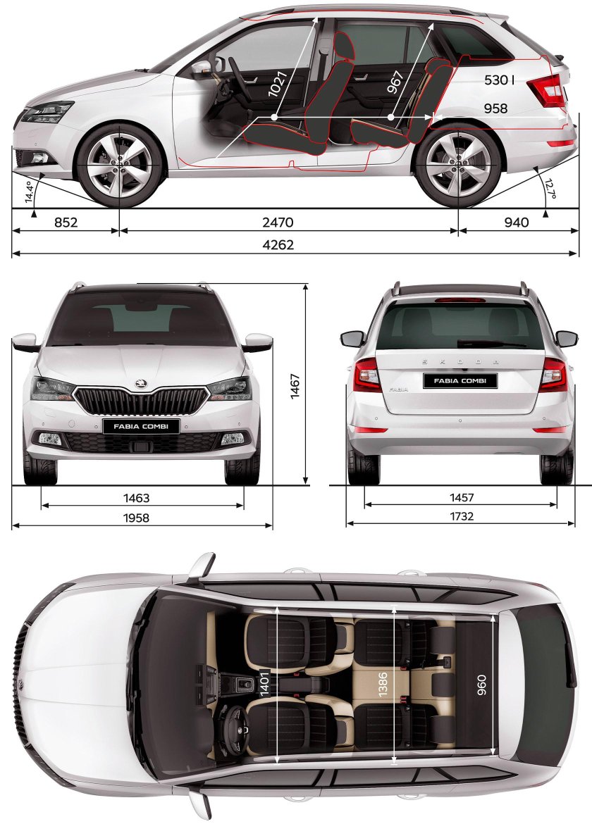 Skoda Fabia Combi 2013 габариты