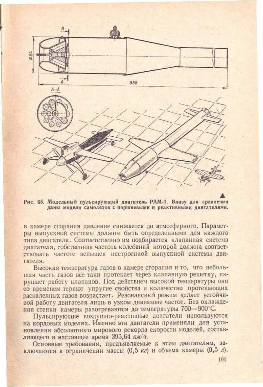 Пульсирующий реактивный двигатель для авиамоделей