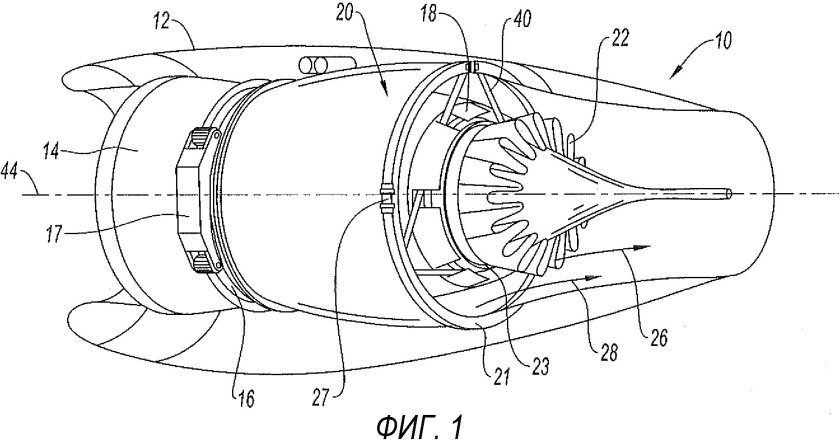 Конструктивная схема турбореактивного двигателя ТРД